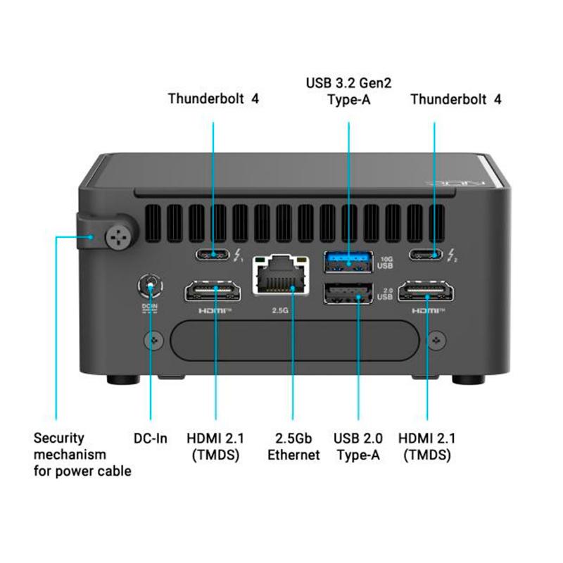 Vista 2 de Barebone ASUS NUC 15 Pro Core 7-240H 2.5/5.2GHz, 10 Nucleos / 16 Hilos, 24MB Smart Cache