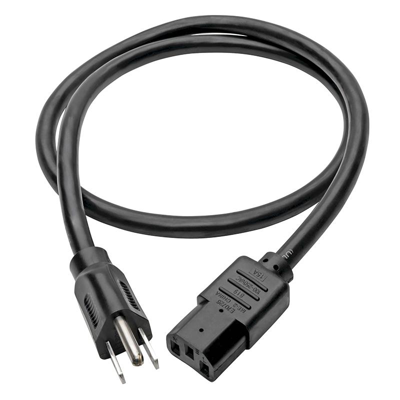 Vista 2 de Cable de Alimentación Tripp-Lite NEMA 5-15P a C13 0.91m 15A, Tripp Lite