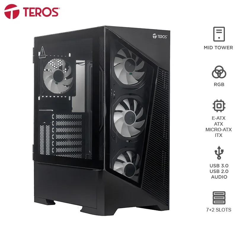 Vista 2 de Case sin fuente Gamer TEROS TE-1330G, ITX, M-ATX, ATX, E-ATX, 3.5" y 2.5", Negro