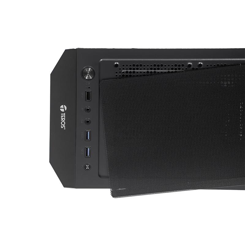Vista 13 de Case sin fuente gamer TEROS TE-1332G, ITX, M-ATX, ATX, 3.5" y 2.5", negro