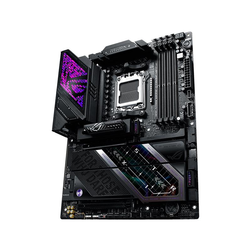 Vista 2 de Placa madre ASUS ROG Strix X870E-E Gaming WiFi7 Neo, AMD X870E, AM5, PCIe 5.0, ATX