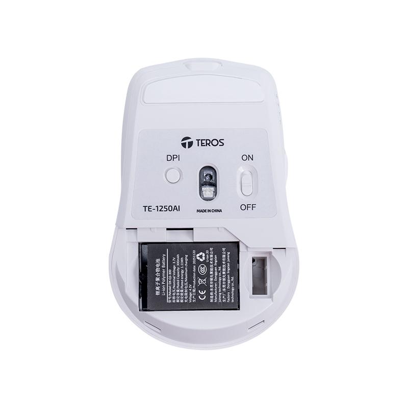 Vista 7 de Mouse Inalámbrico Teros TE-1250AI con IA, Bluetooth y USB