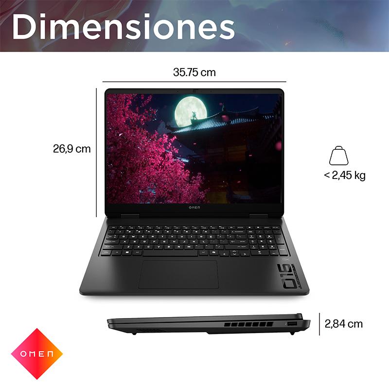 Vista 13 de Notebook HP OMEN Gaming 16-ap0007la, 16" 2K IPS AMD Ryzen 9 8940HX hasta 5.3GHz, 24GB DDR5