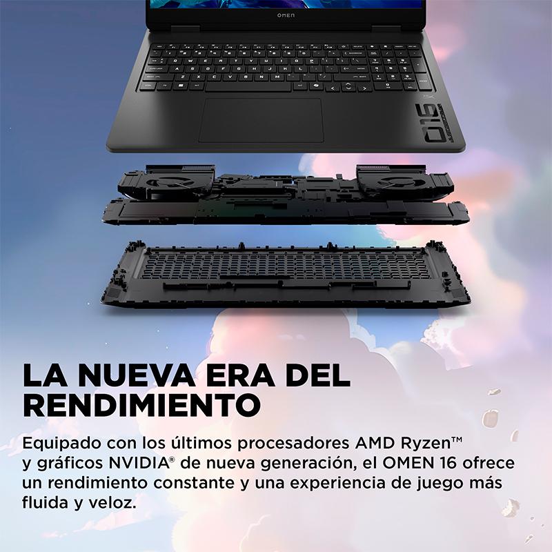 Vista 11 de Notebook HP OMEN Gaming 16-ap0007la, 16" 2K IPS AMD Ryzen 9 8940HX hasta 5.3GHz, 24GB DDR5