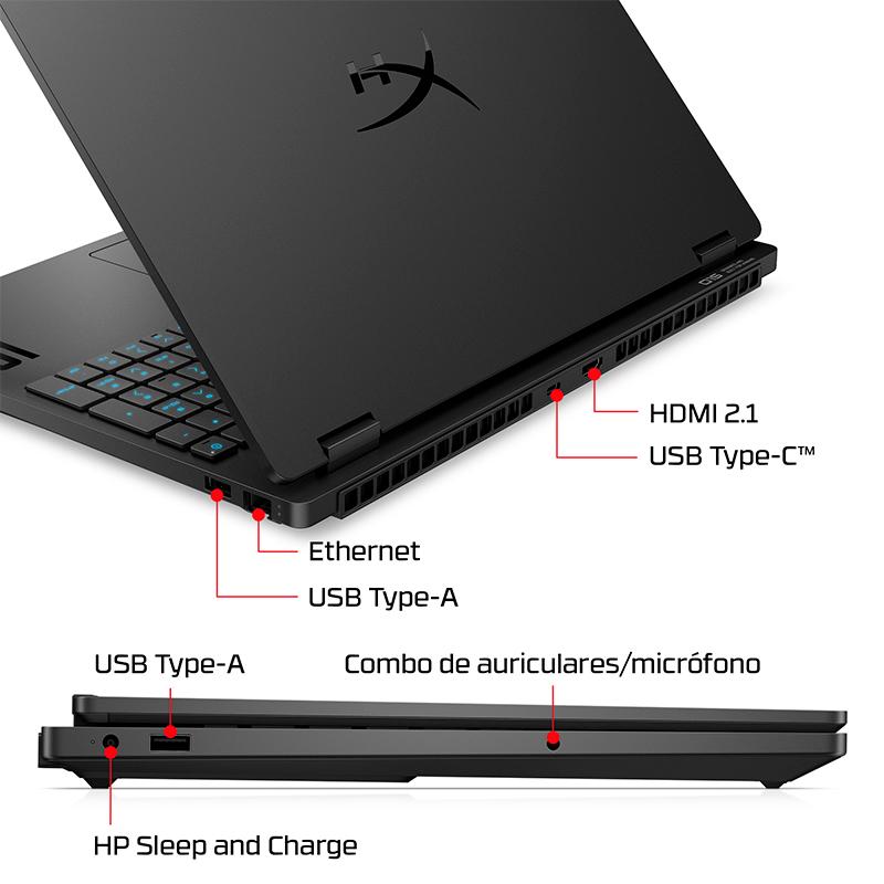 Vista 9 de Notebook Gaming HP HyperX Omen 15-ga0001la, Core i7-14650HX hasta 5.2GHz, 16GB DDR5-5600