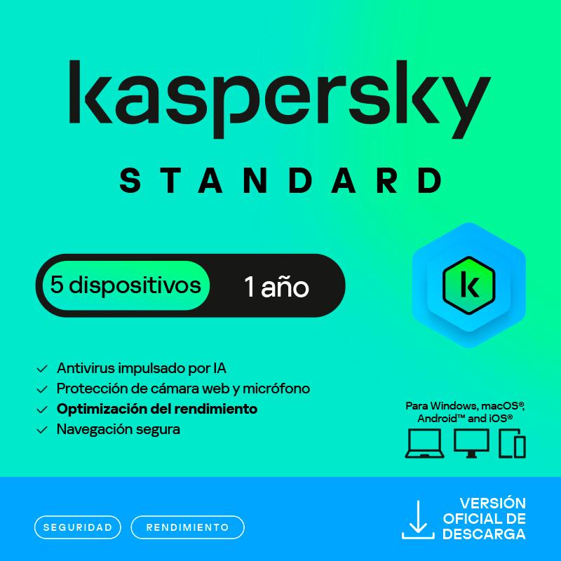 Antivirus Kaspersky Standard para 5 PCs, 1 Año Digital