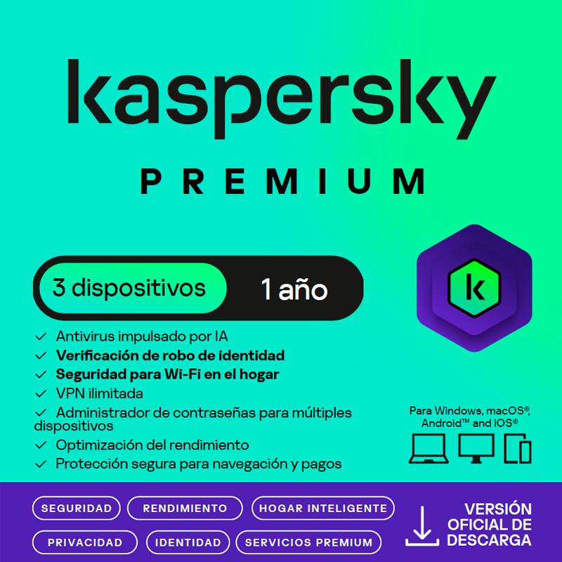 Licencia Kaspersky Premium 3 PCs 1 Año