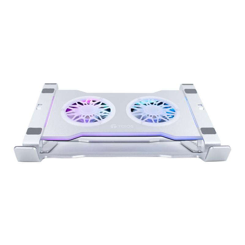 Vista 2 de Cooler para notebook TEROS TE-7135N, soporta tablets y notebooks de 9" hasta 16", plateado