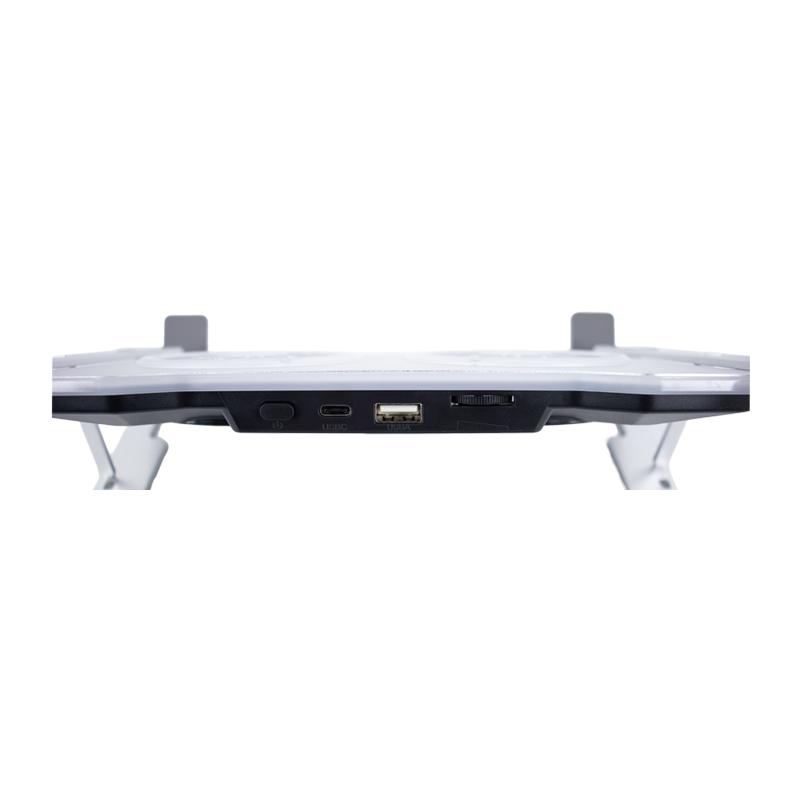 Vista 4 de Cooler para notebook TEROS TE-7135N, soporta tablets y notebooks de 9" hasta 16", plateado