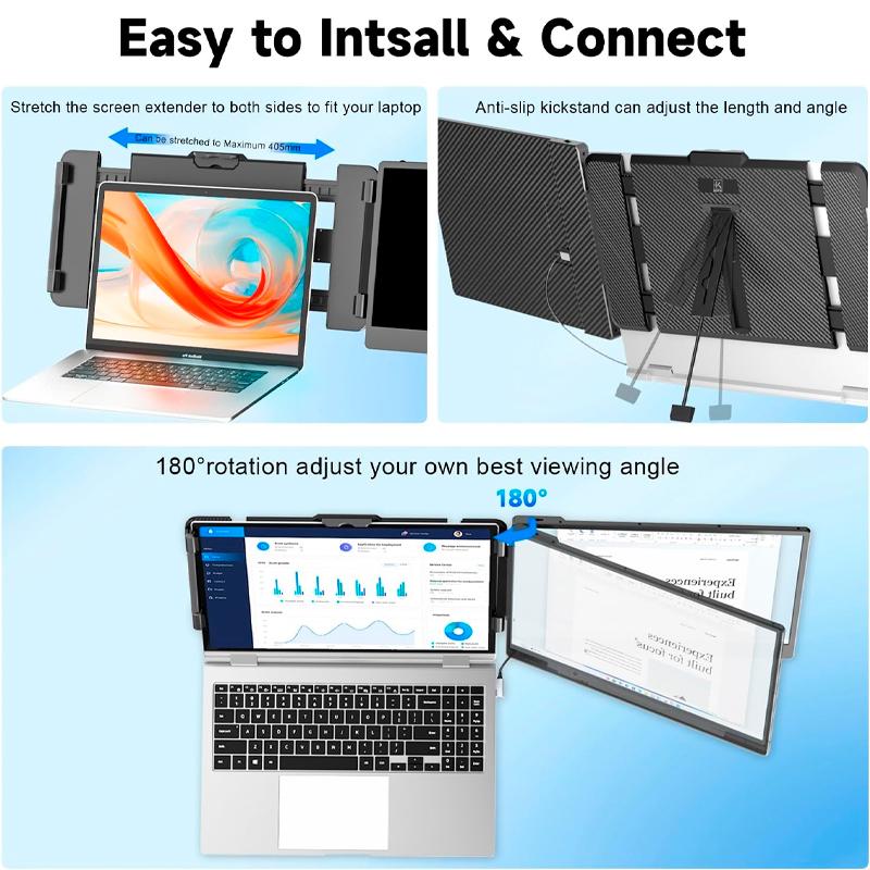Vista 6 de Extensor de monitor de 14" para portatiles de 13" - 17", FHD (1920x1080), IPS, USB-C/HDMI, Kefeya