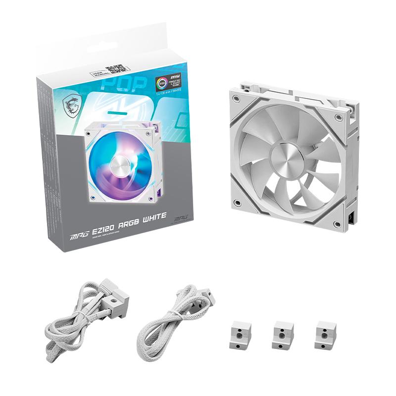 Vista 4 de Ventilador MSI MPG EZ120 ARGB Blanco para Case