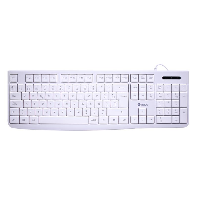 Vista 2 de Teclado Estándar Teros TE-4069S Multimedia USB Blanco Español