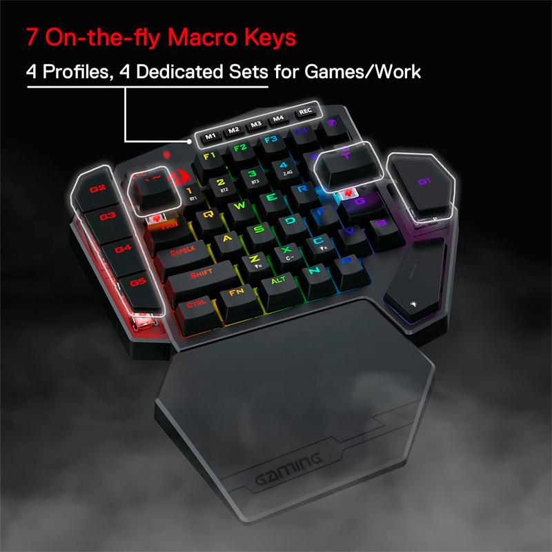Vista 2 de Teclado Gamer Redragon K585 PRO Inalámbrico One-Hand RGB