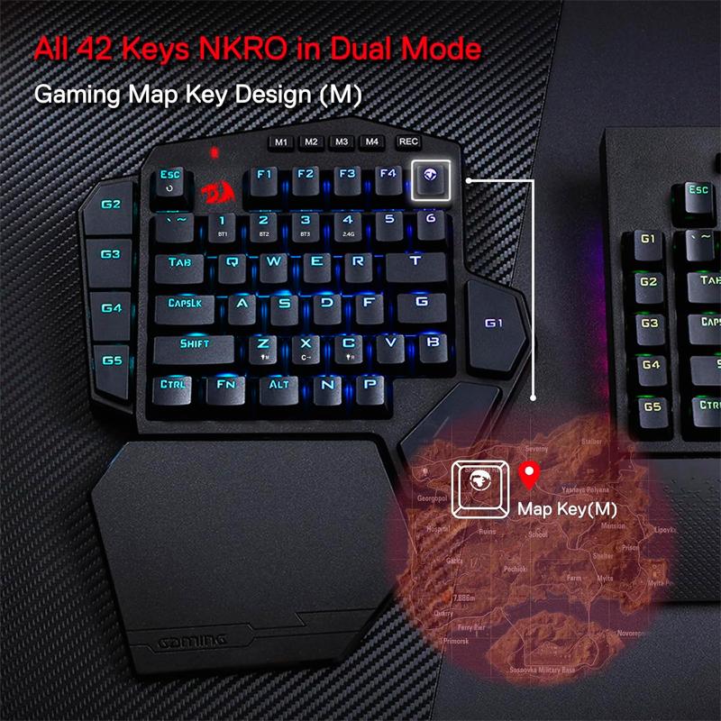 Vista 4 de Teclado Gamer Redragon K585 PRO Inalámbrico One-Hand RGB