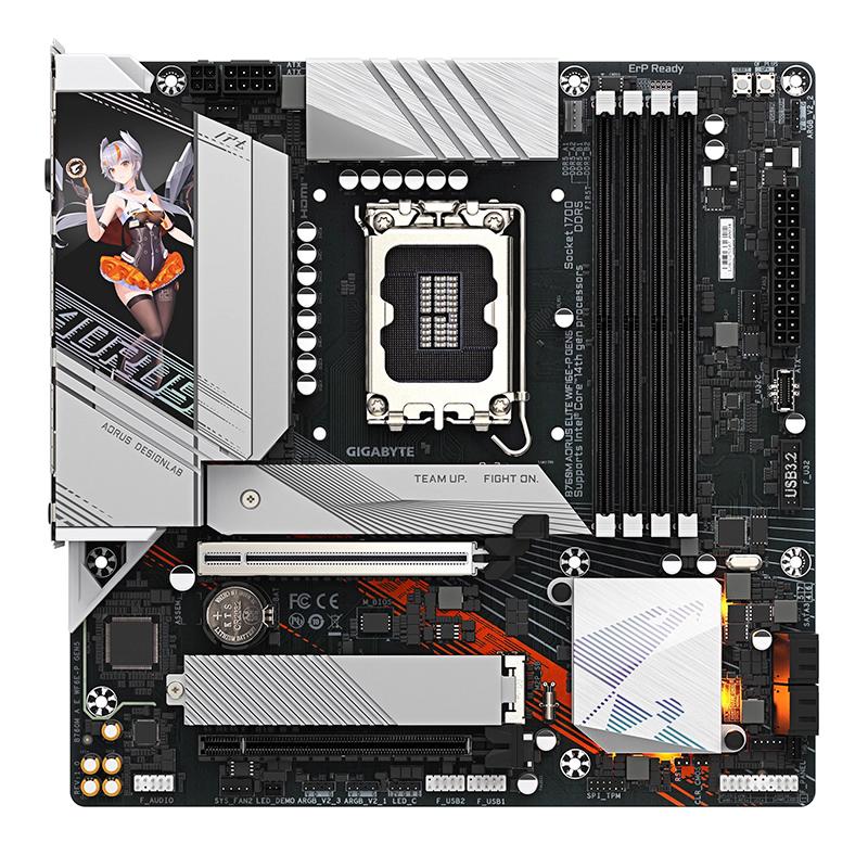 Vista 2 de Motherboard Gigabyte B760M AORUS ELITE WiFi 6E Gen 5 (LGA1700 mATX)