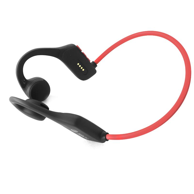 Vista 2 de Audífono de Conducción de Aire Teros TE-8078R Bluetooth, Rojo/Gris