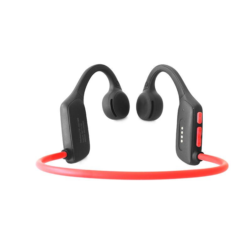 Vista 3 de Audífono de Conducción de Aire Teros TE-8078R Bluetooth, Rojo/Gris