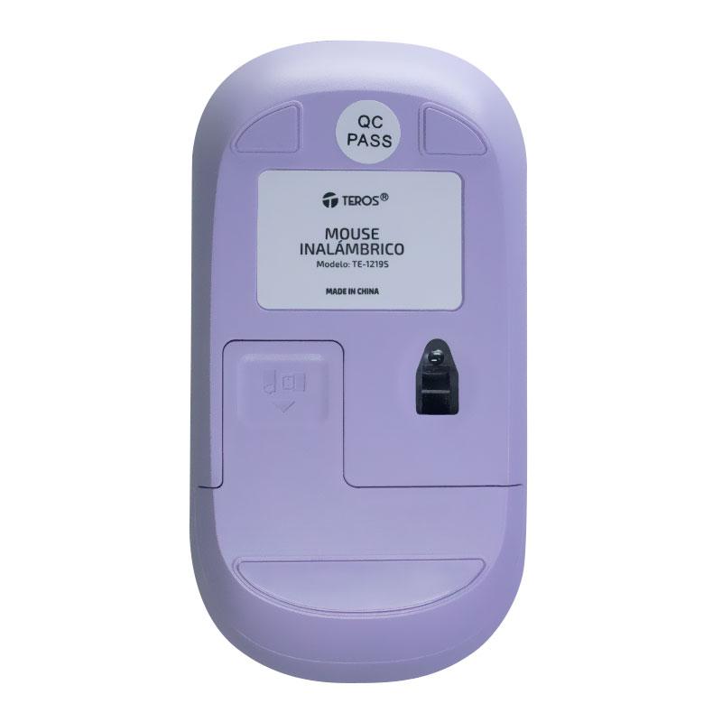 Vista 4 de Mouse Óptico Inalámbrico TEROS TE-1219S, 1000 DPI, Morado