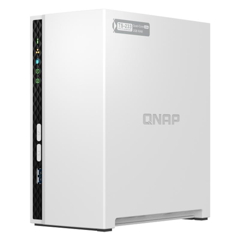 Vista 2 de Servidor NAS QNAP TS-233, ARM Cortex A55 4C/2GHz, 2GB RAM(On-Board), Bahias: 2 x 3.5" SATA