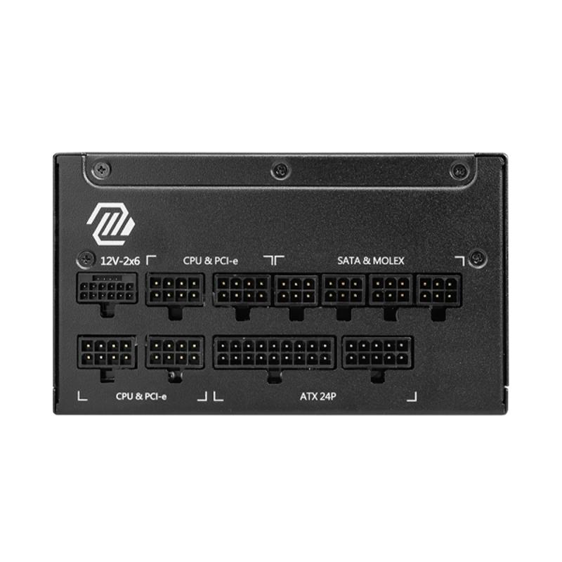 Vista 4 de Fuente de Poder MSI MAG A1000GL PCIE5 1000W 80 Plus Gold