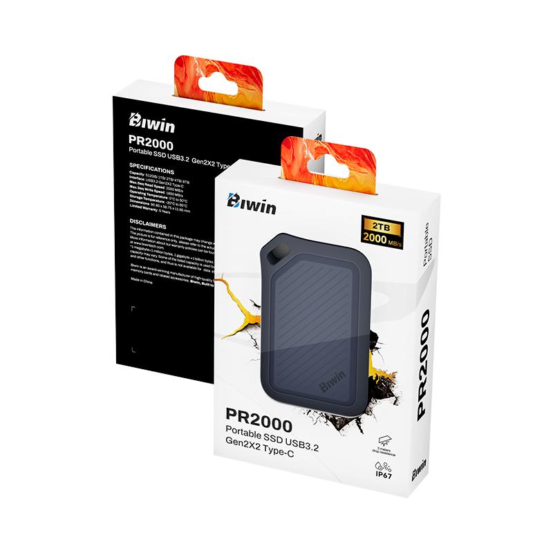 Vista 2 de SSD Externo Biwin Amber PR2000 2TB USB 3.2 Gen 2x2 Type-C
