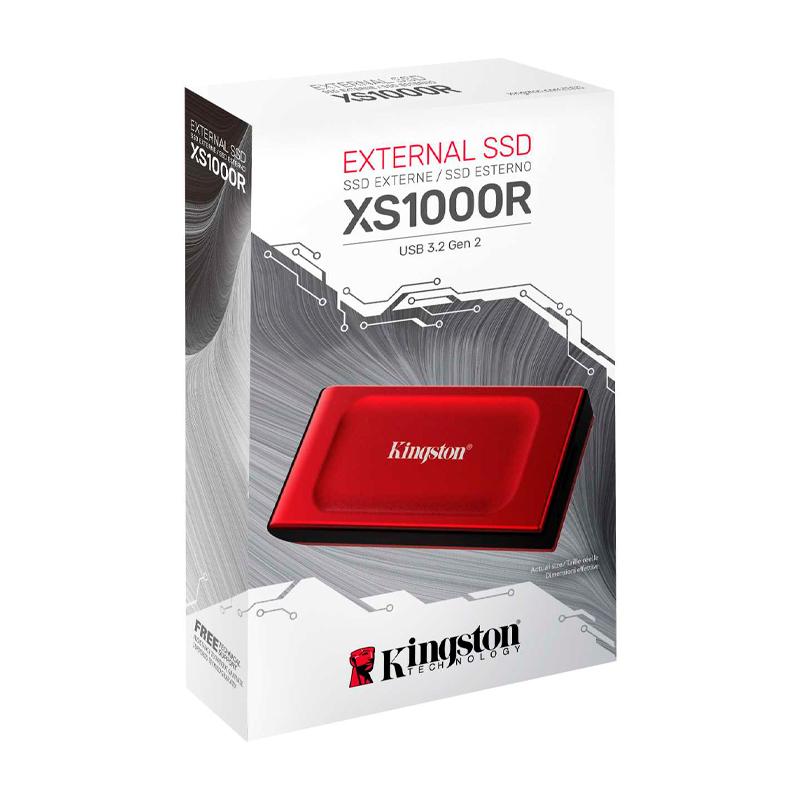 Vista 3 de SSD Externo Kingston XS1000 2TB USB 3.2 Gen 2 Tipo-C Rojo