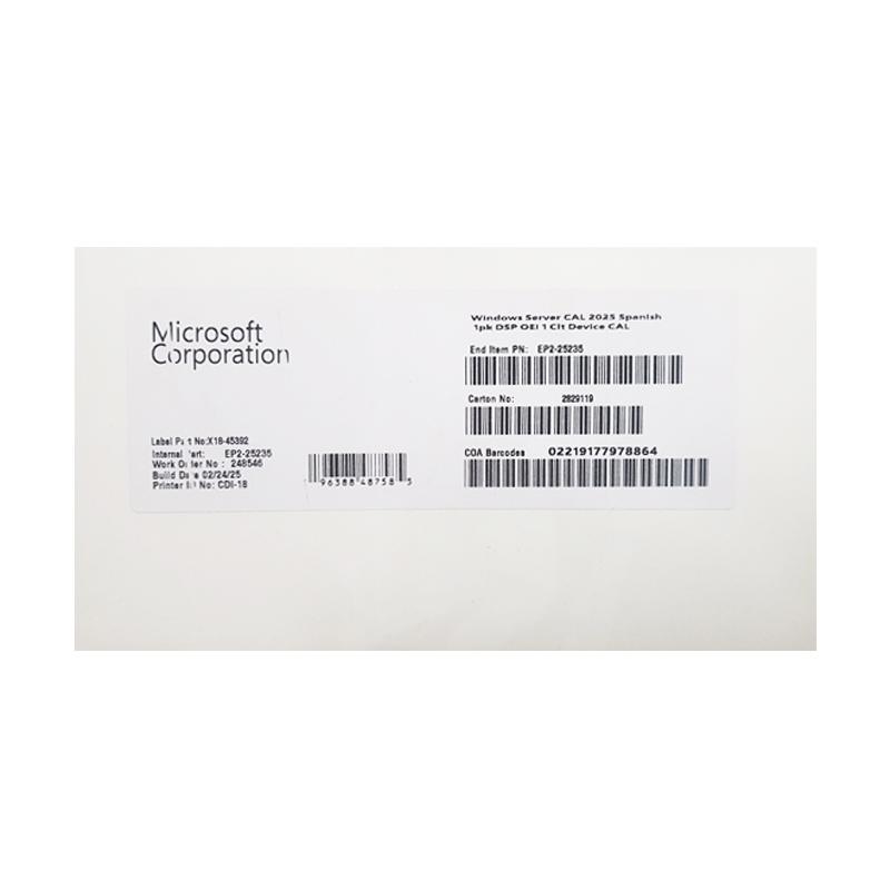 Microsoft Windows Server CAL 2025 1 Licencia por Dispositivo