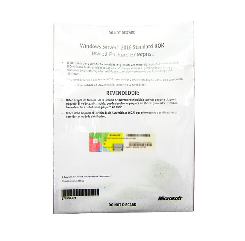 Licencia HPE Windows Server 2016 Standard OEM 16 Núcleos