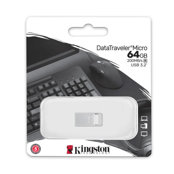 Memoria Flash Kingston DataTraveler Micro Unidad Flash USB Ultrapequeño con Metal Premium. - Imagen 2