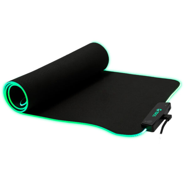 Mouse pad gamer TEROS TE-3013G, RGB, USB a tipo C, negro