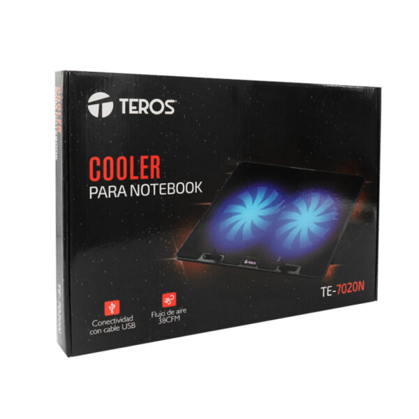 Cooler TEROS TE-7020N, compatible con notebooks de hasta 15.6", 2 fan de 12cm - Imagen 2