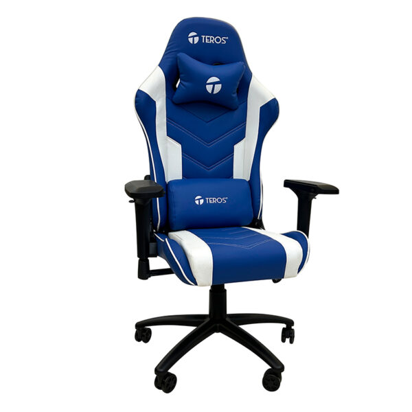 Silla gamer TEROS TE-8126B, azul y blanco - Imagen 3