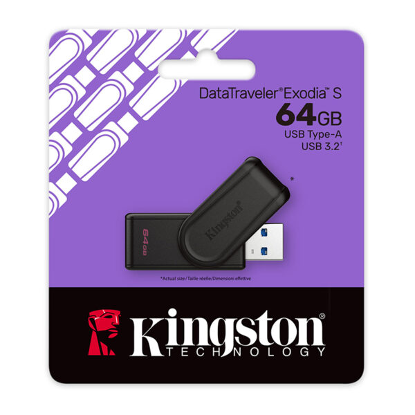Memoria Flash USB Kingston DataTraveler Exodia S, 64GB, interfaz: USB 3.2 Gen 1, Negro - Imagen 4