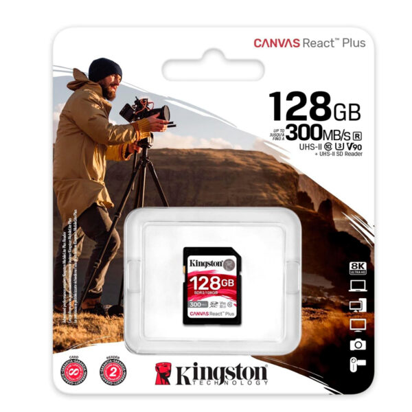 Memoria Card SD Kingston SD Canvas React Plus, 128GB, UHS-II, U3, V90 - Imagen 2