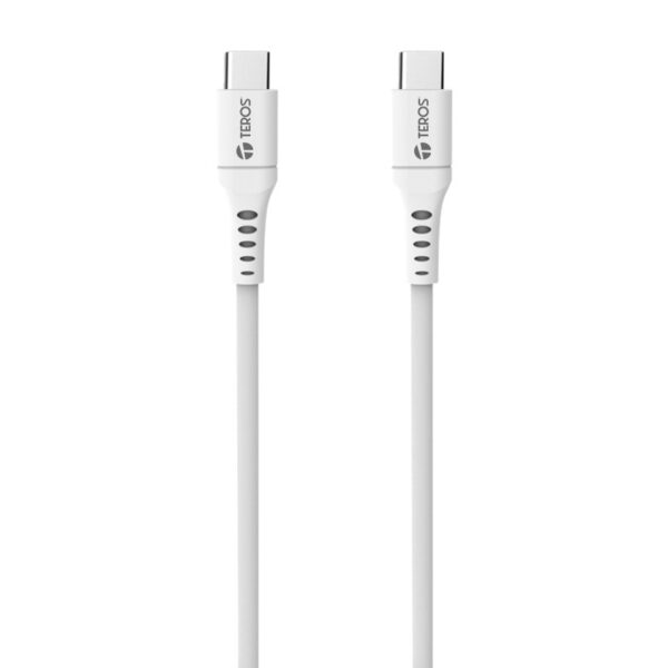 Cable USB TEROS TE-70208W, Tipo C a Tipo C, 5A, 100W Máx, blanco