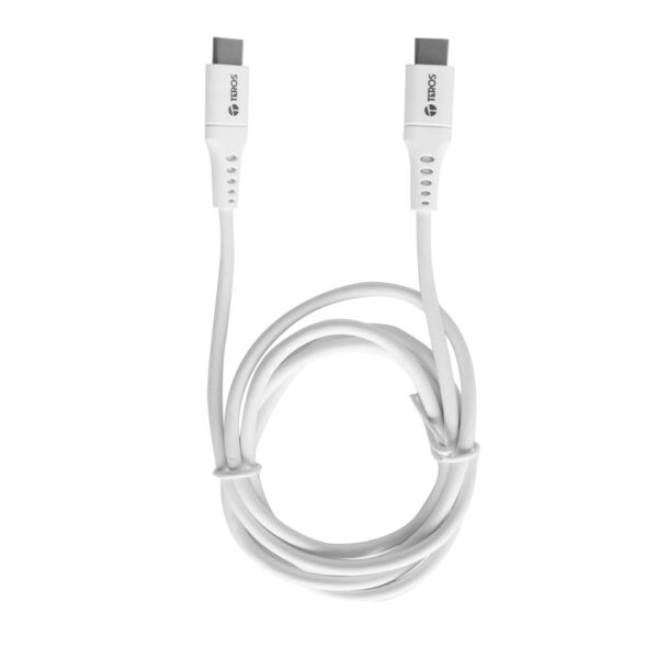 Cable USB TEROS TE-70208W, Tipo C a Tipo C, 5A, 100W Máx, blanco - Imagen 3