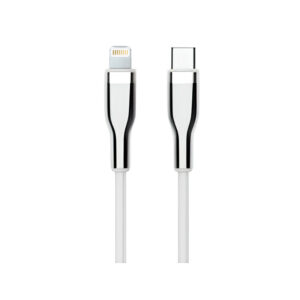 Cable USB TEROS TE-70212W, Tipo C a Lightning, 3A, 20W Máx, blanco y plateado