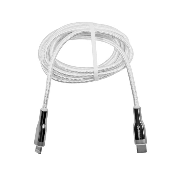 Cable USB TEROS TE-70212W, Tipo C a Lightning, 3A, 20W Máx, blanco y plateado - Imagen 2