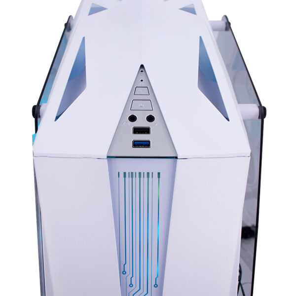 Case gamer TEROS TE-1316G, Mid Tower, USB 3.0 / USB 2.0, audio, ventilador ARGB, blanco - Imagen 7