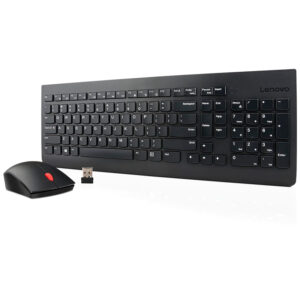Teclado + Mouse Lenovo, Inalámbrico, Color Negro, (Kit Combo)