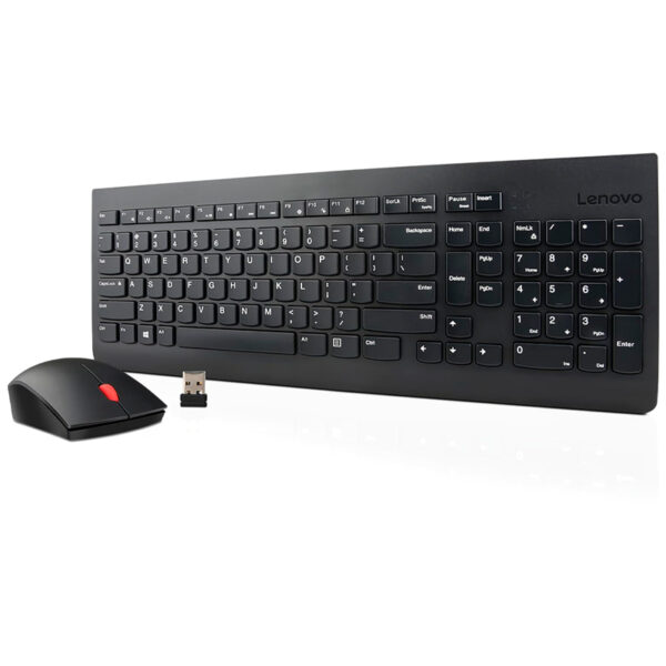 Teclado + Mouse Lenovo, Inalámbrico, Color Negro, (Kit Combo)