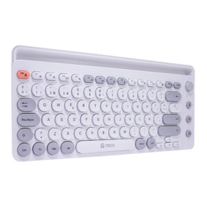 Teclado inalámbrico TEROS TE-4070S, 2.4 GHz, bluetooth 3.0 / 5.2, 80 teclas, blanco