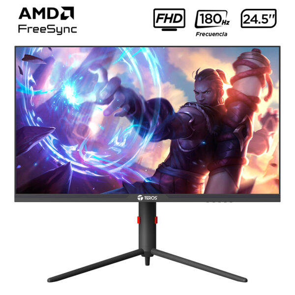 Monitor plano gaming TEROS TE-2474G, 24.5" FHD IPS, 180Hz, 1 ms, HDMI, DP