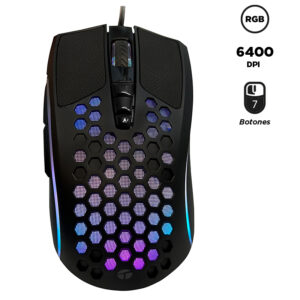 Mouse gamer TEROS TE-1210G, 7 botones, RGB, negro