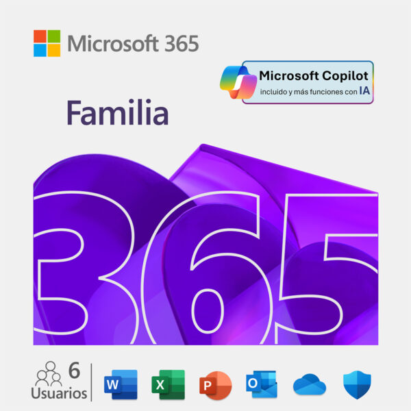 Licenciamiento Virtual (ESD) Microsoft 365 Familia (Licencia de 12 meses / 1 a 6 usuarios)