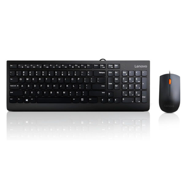 Kit Combo Teclado + Mouse Lenovo 300, Interfaz USB, Ambidiestro, Diseño elegante.