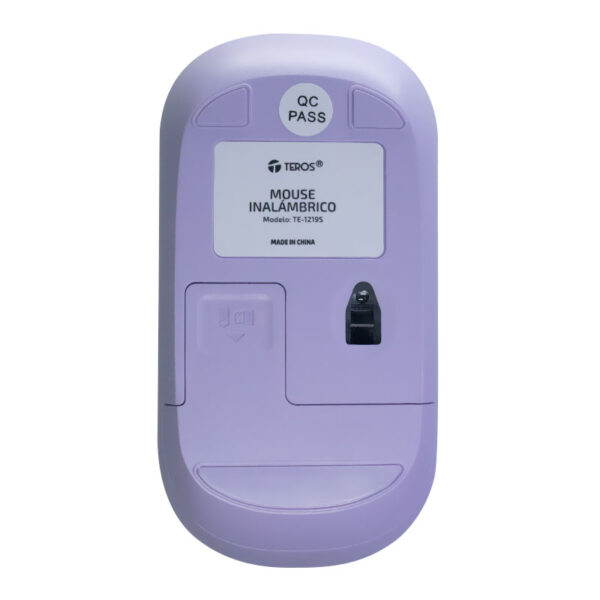 Mouse óptico inalámbrico TEROS TE-1219S, 1000 DPI, receptor USB, 3 botones, color morado - Imagen 5