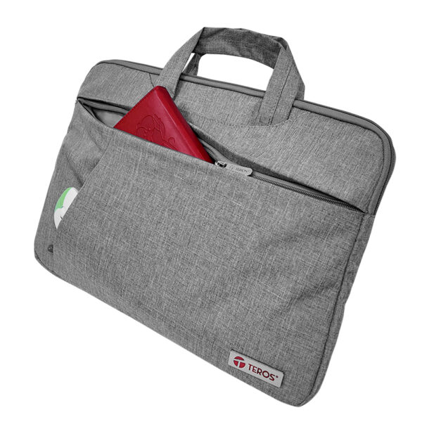 Maletín gris TEROS TE-9019S para notebooks de hasta 15.6", poliéster, gris - Imagen 4