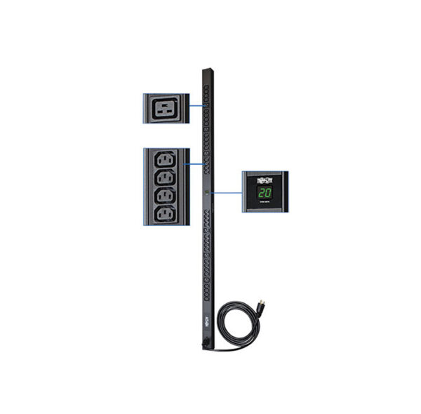 Unidad de distribución de energía Tripp-Lite PDUMV20HV, monofásico con medidor digital.