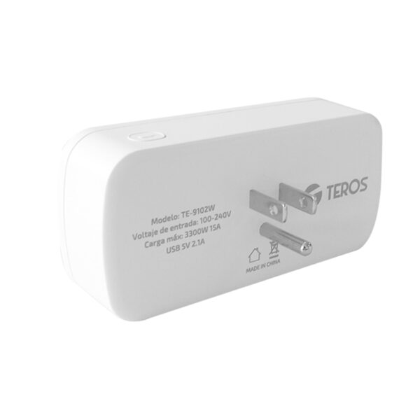Tomacorriente inteligente TEROS TE9102W, incluye 2 x tomas / 2 x USB / Wi-Fi, color blanco - Imagen 3